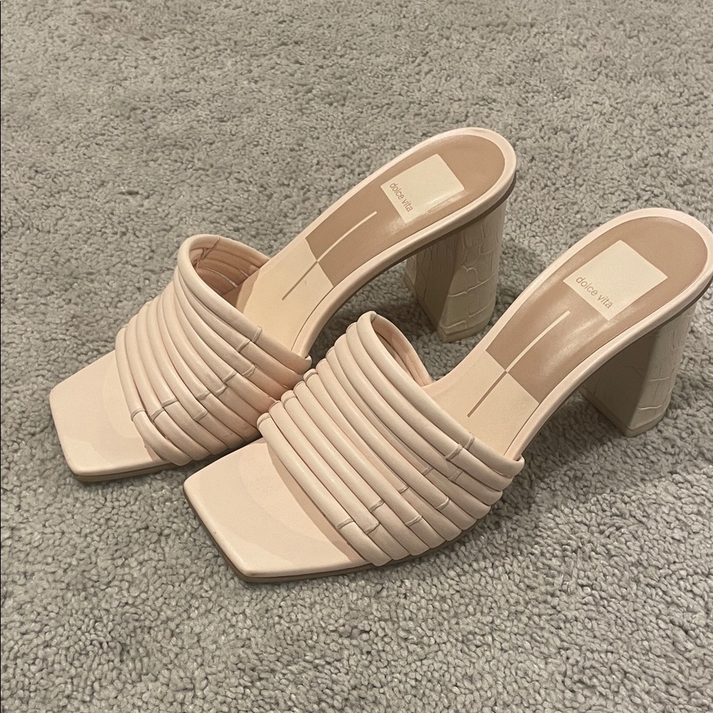 Dolce Vita Blush Nude Strappy Block Heel Sandals
